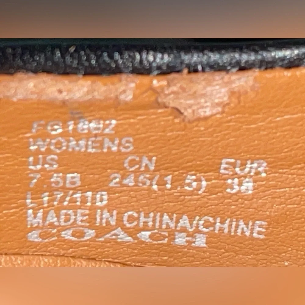 Coach Black Flats with Red Floral Accents GUC preloved rehab project as is - Picture 4 of 13